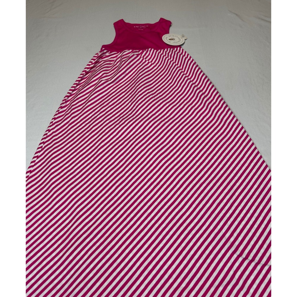 Burts Bees Kids Pink Striped Organic Cotton Maxi Dress Size 5 NWT
